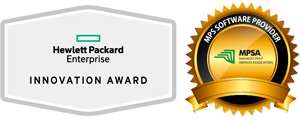 HP Enterprise Innovation Award and MPSA Innovative Software Award Badges