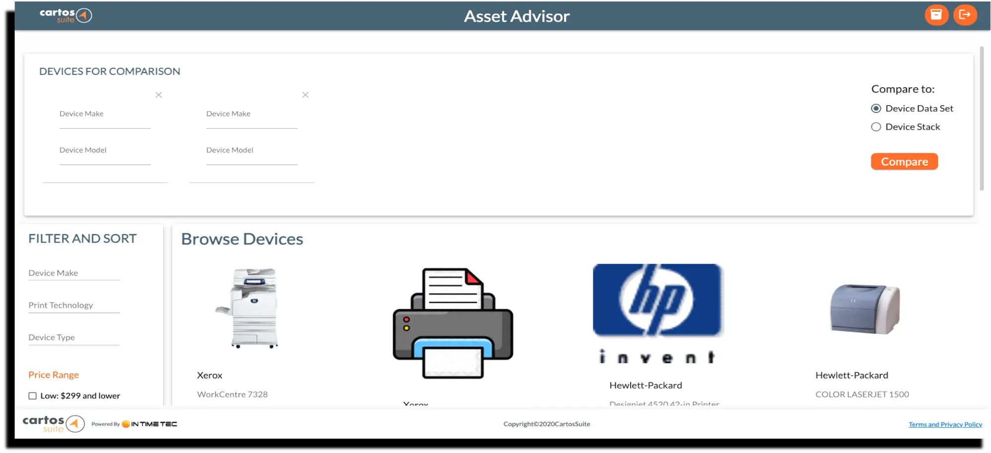 Comparing devices through Asset Advisor