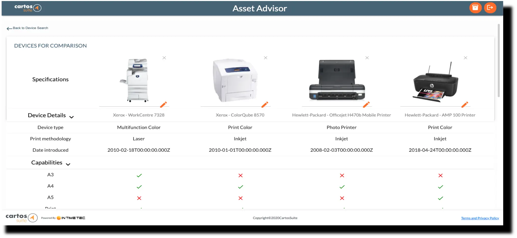 With Asset Advisor you will have less guessing and more confidence in the specs of your printing device